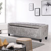 Ottoman Storage Bench Box Crushed Velvet Padded Long Stool Hallway Window Seat