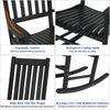 Outdoor Rocking Chair Wooden Frame Porch Chair Garden Balcony Backyard Black