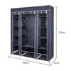 Mondeer Grey/Black Canvas Wardrobe Storage Organiser Hanging Rail Fabric