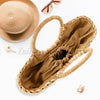 Women Summer Straw Flower Woven Casual Handbag Shoulder Tote Beach Bag