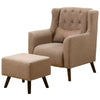 Vintage Accent Armchair and Footstool Tub Wing Chair Reclining Bedroom Lazy Sofa
