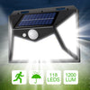 4x Solar Wall Light PIR Motion Sensor 118LED Outdoor Garden Security Street Lamp