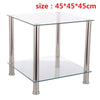 Clear 2 Tiers Glass Stainless Steel Small Display Stand Side Lamp Coffee Table