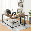 HOOBRO Computer Desk L-Shaped Corner Desk Office Writing Desk with 2 Shelves