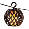 8PC SOLAR RATTAN BALL FLAME EFFECT LED STRING HANGING LIGHT GARDEN LANTERN PATIO
