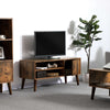 Dark Brown TV Stand Scandinavian Retro Unit Wooden Media Cabinet Side Vintage