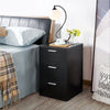 Modern Bedside Table Storage Nightstand Cabinet w/ 3 Drawers Bedroom Furniture