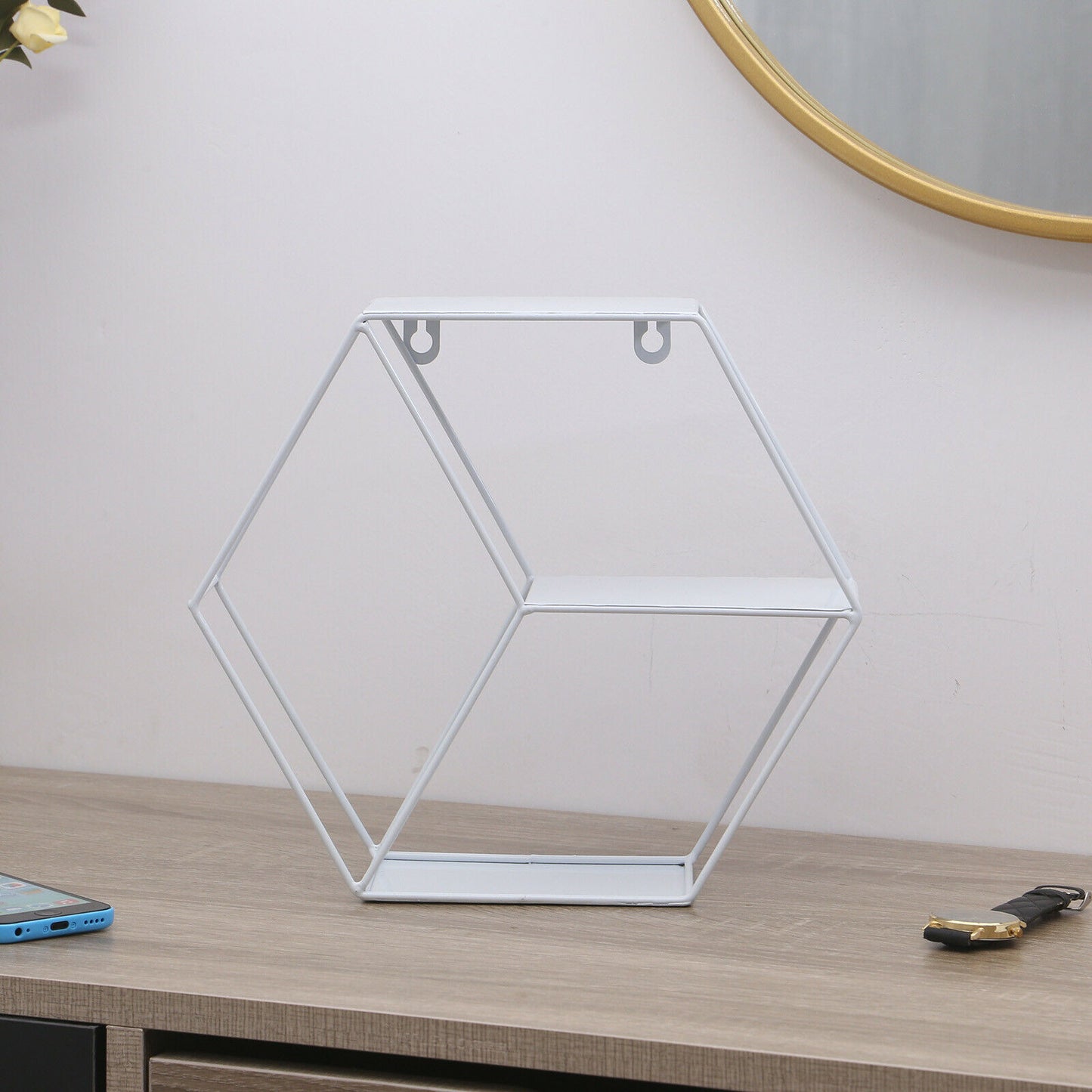Floating Shelves Metal Wall Shelf Hanging Decorative Office Storage Display Rack