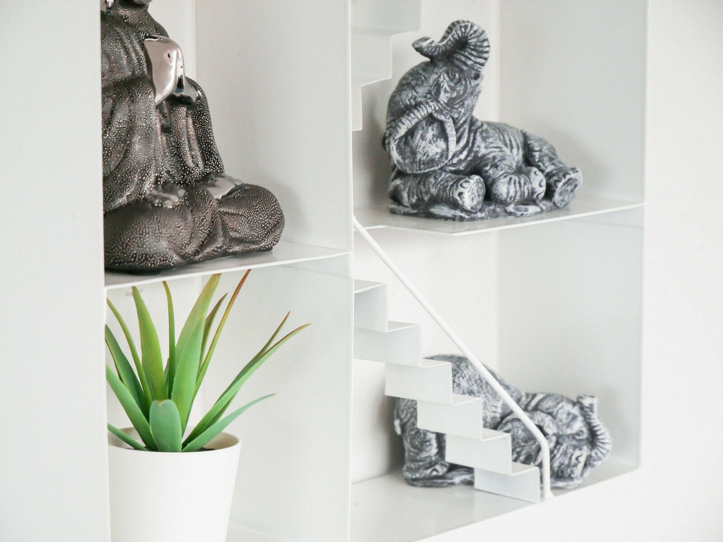 Large White Metal House Shaped Floating Wall Shelf Storage Display Unit Unique