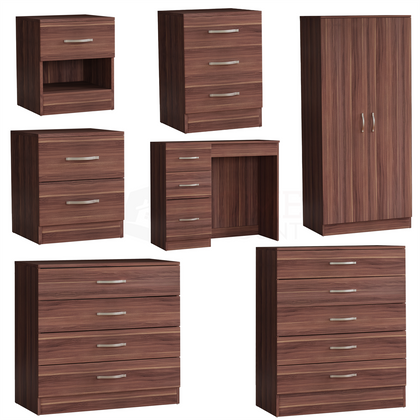 Riano Chest Of Drawers Bedside Cabinet Dressing Table Wardrobe Bedroom Walnut