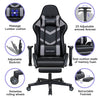 Ergonomic Gaming Chair Massage Office Computer Seat 2D Armrest Recliner Black