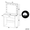 LED Dressing Mirror Makeup Table with Stool Drawer Black Bedroom Vanity Unit Set