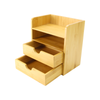 Bamboo Desk Organiser Mini Desk Top Storage 2 Shelves & 2 Drawers M&W