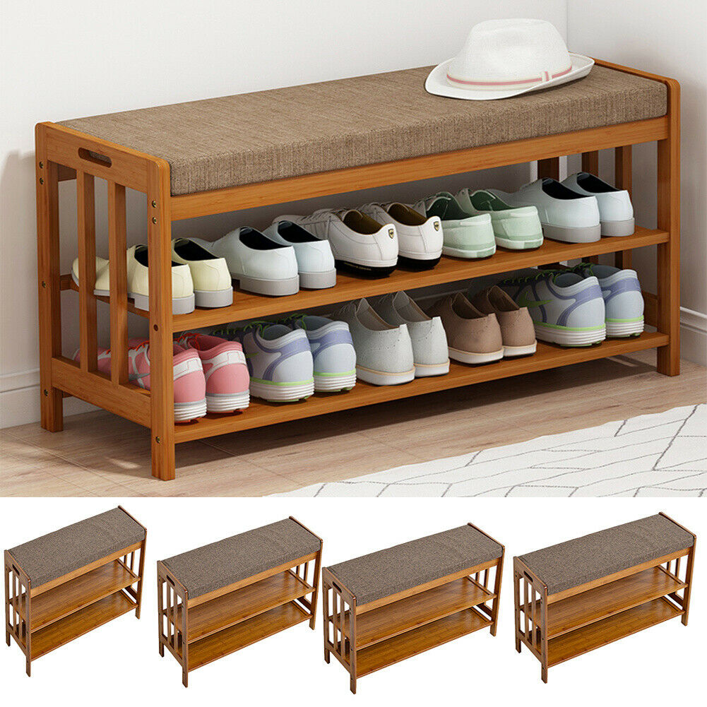 Shoe Rack Seating Table Shoe Rack Storage Hallway Shoe Bench with Seat Cushion Seater 3 Tier S ...