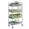 3/4/5 Tier Mesh Rolling Cart Trolley Storage Rack Kitchen Serving Trolley