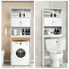 Over Toilet Cabinet Freestanding Washing Machine Rack W/ Open Shelves and Doors