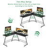 Black L-shaped Computer Desk Corner Table Workstation Office Study Furniture