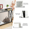 Console Table X-Shaped Sofa Side End Table w/2 Compartments & Storage Shelf