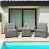 3 Piece Patio Rattan Sofa Set Backyard Outdoor Wicker Conversation Set