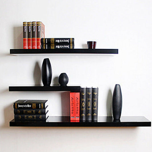 3 Pcs High Floating Wall Mounted Display Shelf Bookshelf Storage Holder-Black