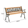 Garden Bench 3 Seater Iron Tulip Back Wood Slat Outdoor Chair Seating Furniture