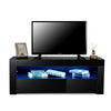 High Gloss TV Stand Black Unit Cabinet with RGB LED Light 2 Drawers 120cm Modern