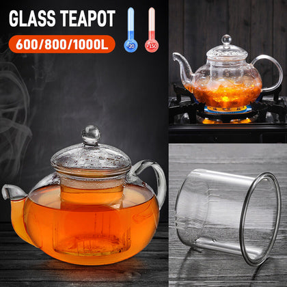 Stove Microwave Safe Anti-Explosion Glass Teapot 800/1000ml with Glass Filter