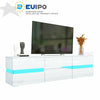 Modern TV Unit Cabinet TV Stand Sideboard - White High Gloss Front LED Lights