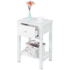 White Bedside Tables with Drawer Nightstand Cabinet Bedroom Furniture Storage