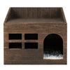 2 Tier Wooden Cat Litter Box Cat Bed Cave Pet House Nightstand Indoor Outdoor UK