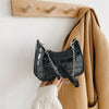 Retro Alligator PU Leather Underarm Totes Women Chain Shoulder Bag (Black)