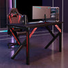 Black Gaming Computer Desk Table LED K Design Steel Frame Headphone Holder New