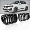 For BMW F15/F16 X5 X6 2014-17 Kidney Grille Grill Gloss Black Double Slat M Look