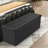 Folding Storage Ottoman Bench Tufted Faux Leather Toy Box Foot Stool Bench Seat