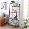 Industrial Ladder Shelf 4 Tier Wooden Bookshelf Storage Shelving Display Rack