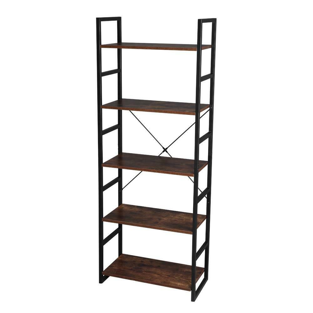 5-Tier Metal Ladder Shelf Bookshelf Storage Rack Plants Display Shelving Unit UK
