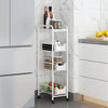 4 Tier Slim Kitchen Shelf Fruit Vegs Holder Trolley Rack Pull Out Storage Basket
