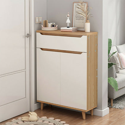 4 Tier Shoe Cabinet Storage Cupboard Footwear Stand Rack Wooden Unit White New