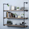 2Pcs 3 Tiers Industrial Floating Iron Pipe Shelf Retro DIY Wall Mounted Bracket