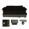 NEW Corner Sofa Bed with Storage, Black Fabric + Grey Leather. Very COMFORTABLE!