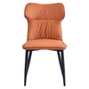 2Pcs Faux Leather Chairs High Backrest Metal Legs Dining Room Chair Orange