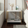 2 Tier Coffee Table Marble Effect Sofa Side End Table Storage Shelf Living Room