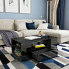 Modern High Gloss Coffee Table With Storage Drawers RGB LED Living Room Wooden