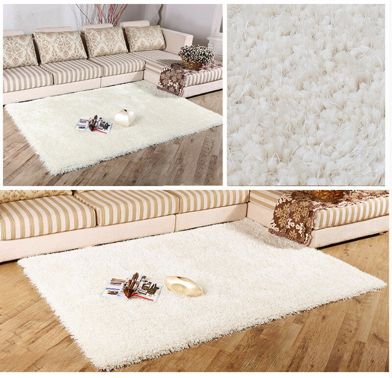 Extra Thick Long Pile Shaggy Floor Rug Soft Carpet Sparkle Shimmer/Cotton Fluffy