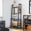 Wooden 4 Tier Ladder Book Shelf Storage Bookcase Display Stand Metal Frame Brown