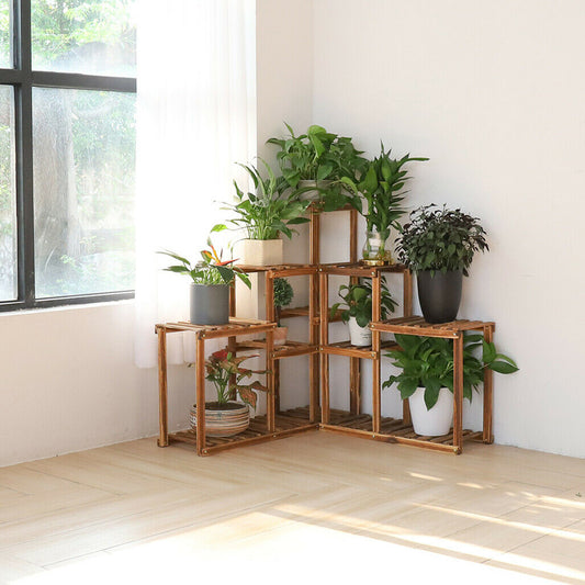 Wooden Plant Stand Rack Flower Ladder Pot Display Shelf Garden Blossom Mountain