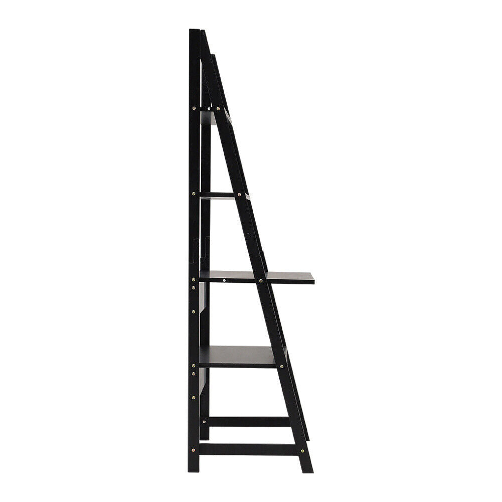 Computer Desk with Ladder Tall Bookcase Shelves Storage Home Office Wo ...