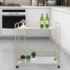 Rolling Serving Drinks Trolley Cart Glass Shelf Wine Racks 2 Tier Bar Storage
