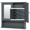 Bathroom Wall Cabinet Storage MDF Cupboard with Mirror Shelves Cupboard Grey