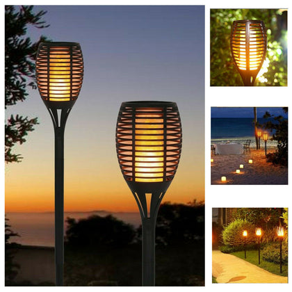 Set 1 /2 / 4 Solar Dancing Flame LED Torch Stake Flickering Outdoor Garden Light